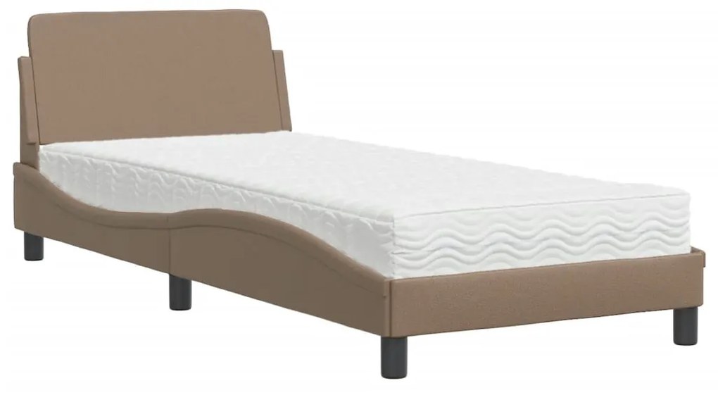 Letto con materasso cappuccino 90x200 cm in similpelle