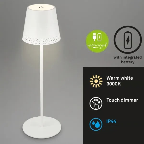 Brilo - Lampada da tavolo LED ricaricabile a sfioramento KIKI LED/2,6W/5V IP44 2600 mAh bianca