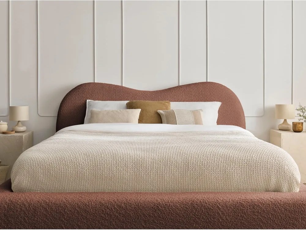 Letto matrimoniale arancione imbottito con spazio contenitivo con rete inclusa 180x200 cm Orlane – Bobochic Paris