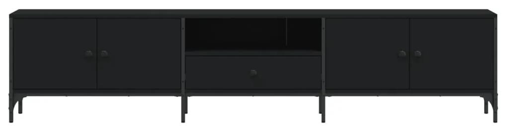 Mobile TV con Cassetto Nero 200x25x44 cm in Legno Multistrato