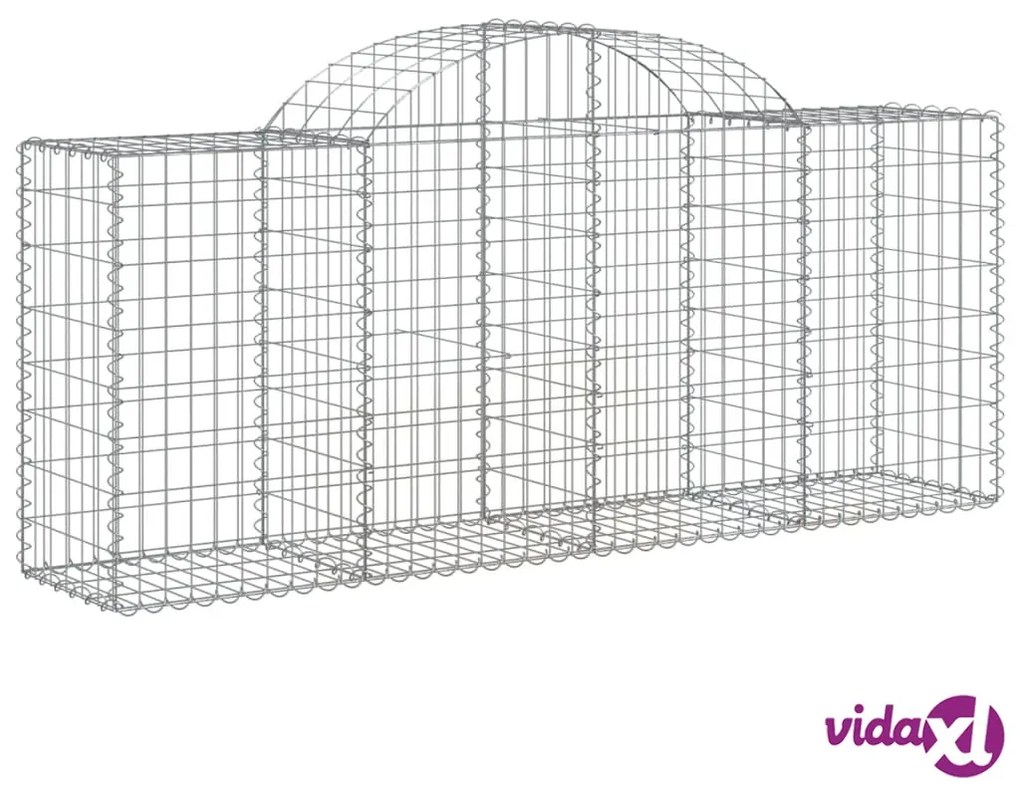 vidaXL Cesti Gabbioni ad Arco 2 pz 200x50x80/100 cm Ferro Zincato