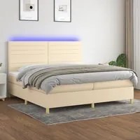 Letto a Molle Materasso e LED bianco 200x200cm in Tessuto cod mxl 61241