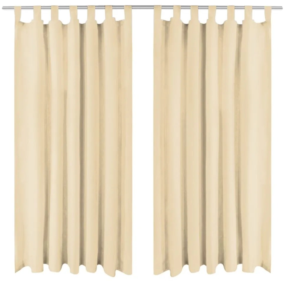 Tende in Micro Raso 2 pz con Passanti 140x245 cm Beige