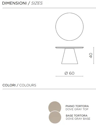 Tavolino rotondo con piano in legno e base in metallo Tortora - TRIADE Medium