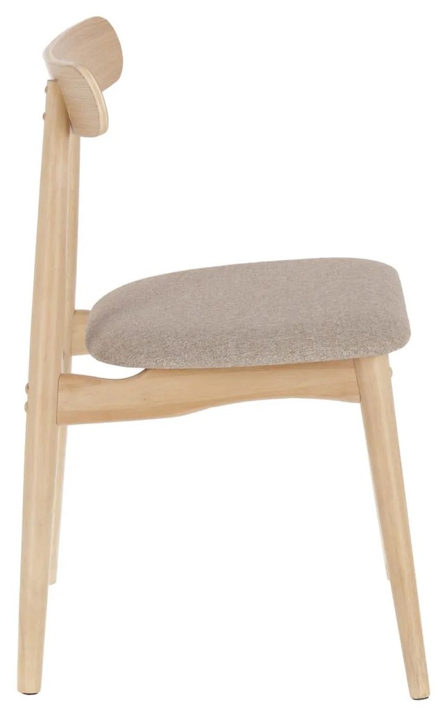 Kave Home - Sedia Nayme beige con impiallacciatura in frassino e gambe in legno massello di caucciù