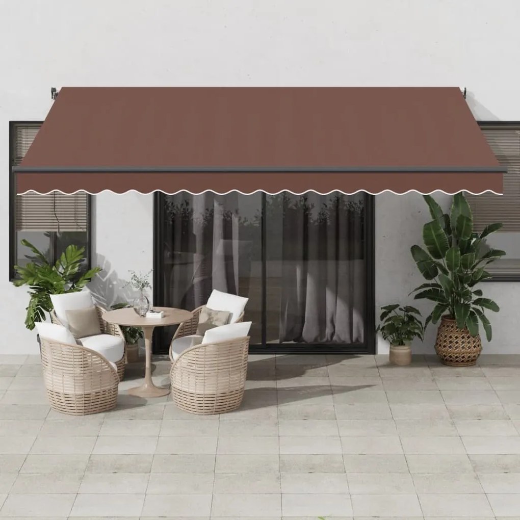 Tenda Da Sole Retrattile Automatica Con Led Marrone 450x300 Cm /
