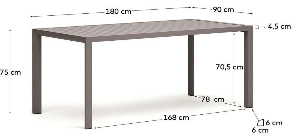 Kave Home - Tavolo da esterno Culip in alluminio finitura marrone 180 x 90 cm