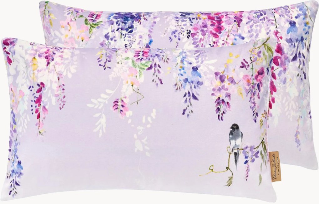 Copricuscino reversibile in velluto di cotone Purple Rain