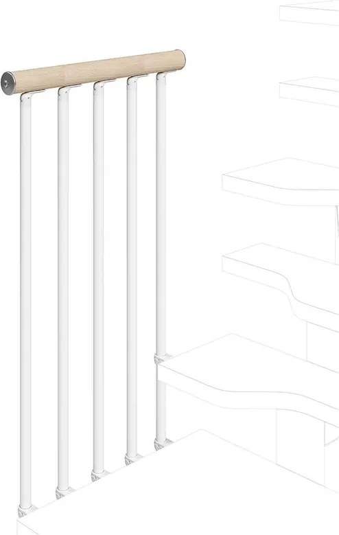 Balaustra in kit IRIS Bria per pianerottolo in acciaio bianco, corrimano in legno bianco L 120 cm, fissaggio a parete
