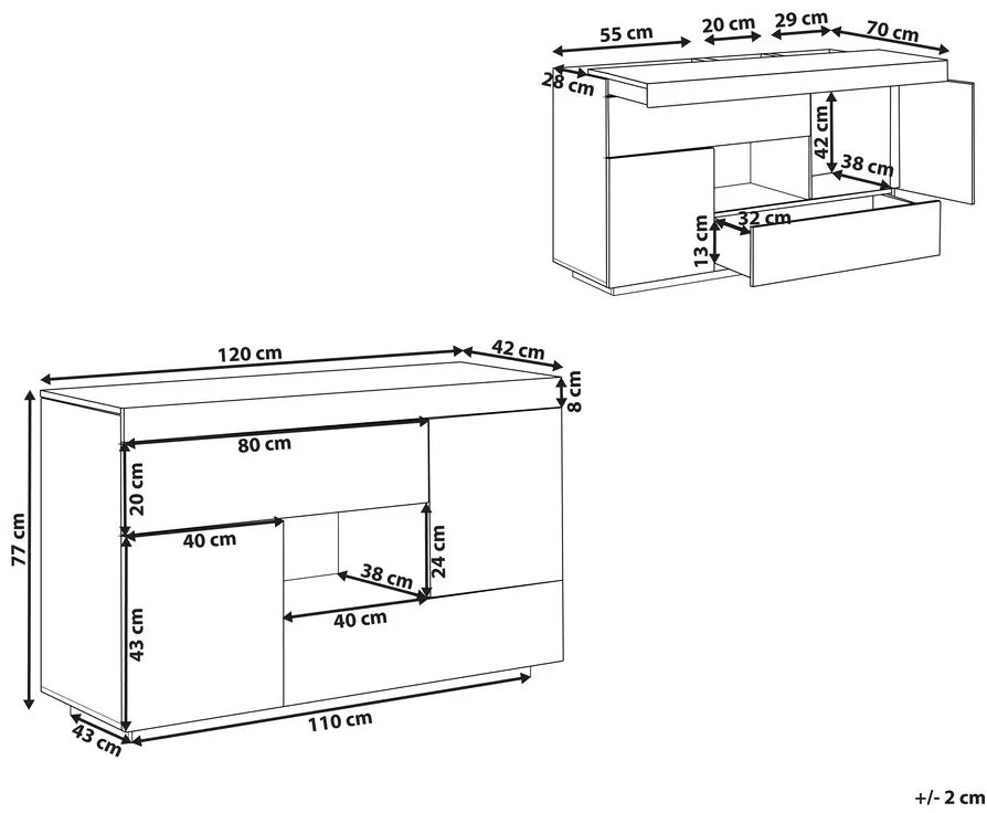 Credenza bianco e legno chiaro GORAN Beliani