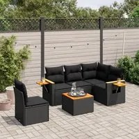 Set Divano da Giardino 6 pz con Cuscini Nero in Polyrattan 3226818