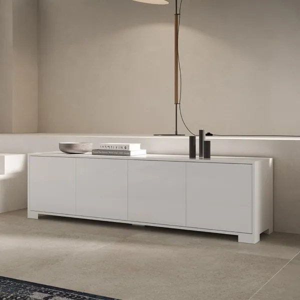 Porta TV in legno con 4 ante 172x40 cm KYLA Bianco Lucido