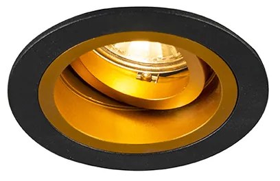 Faretto da incasso rotondo nero con oro orientabile e inclinabile - Chuck