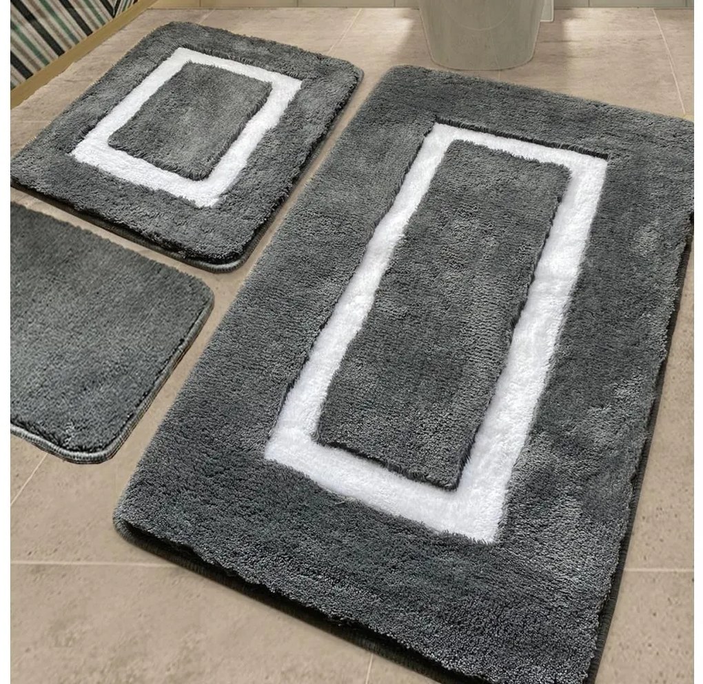 SET 3x Tappeto da bagno 60/60/100 cm antracite