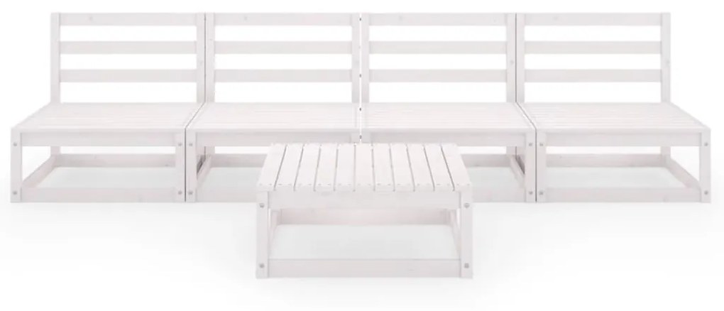 Set divani da giardino 5 pz bianco in legno massello di pino