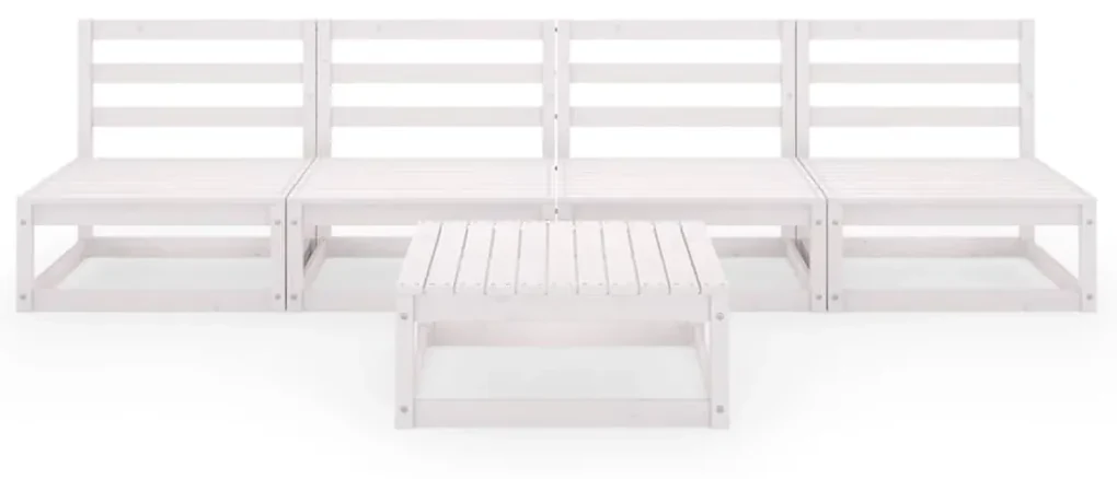 Set divani da giardino 5 pz bianco in legno massello di pino