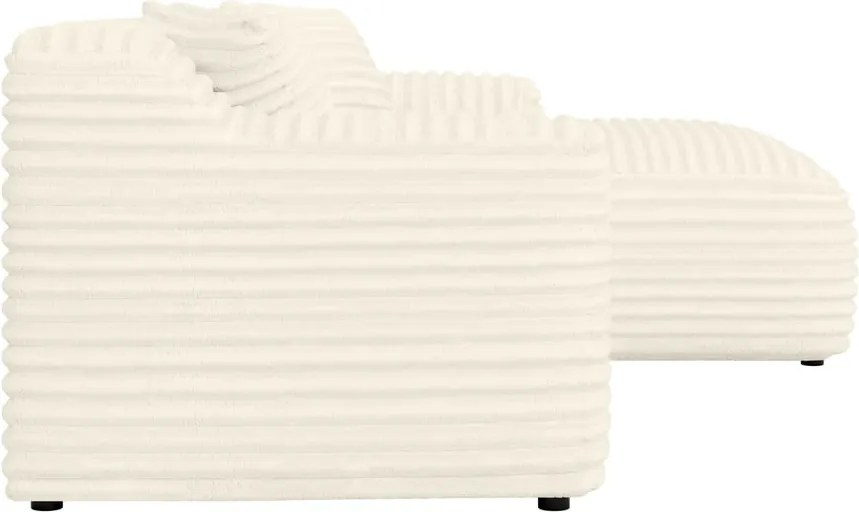 Divano angolare color crema (con penisola a destra e chaise lounge) rivestito in velluto a coste Martin – Ropez