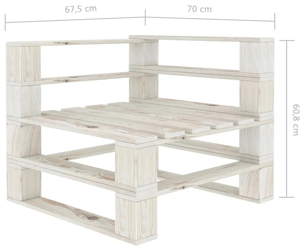 Divano da giardino ad angolo in pallet in legno bianco