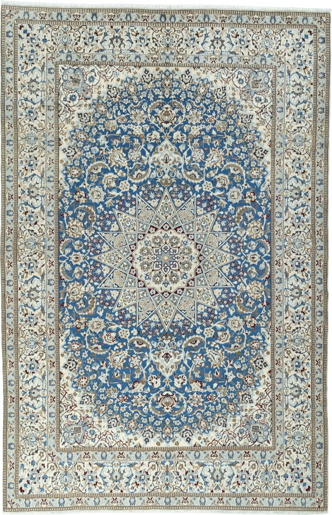 Nain Tappeto 210 x 310 Blu (Iran) Annodato A Mano
