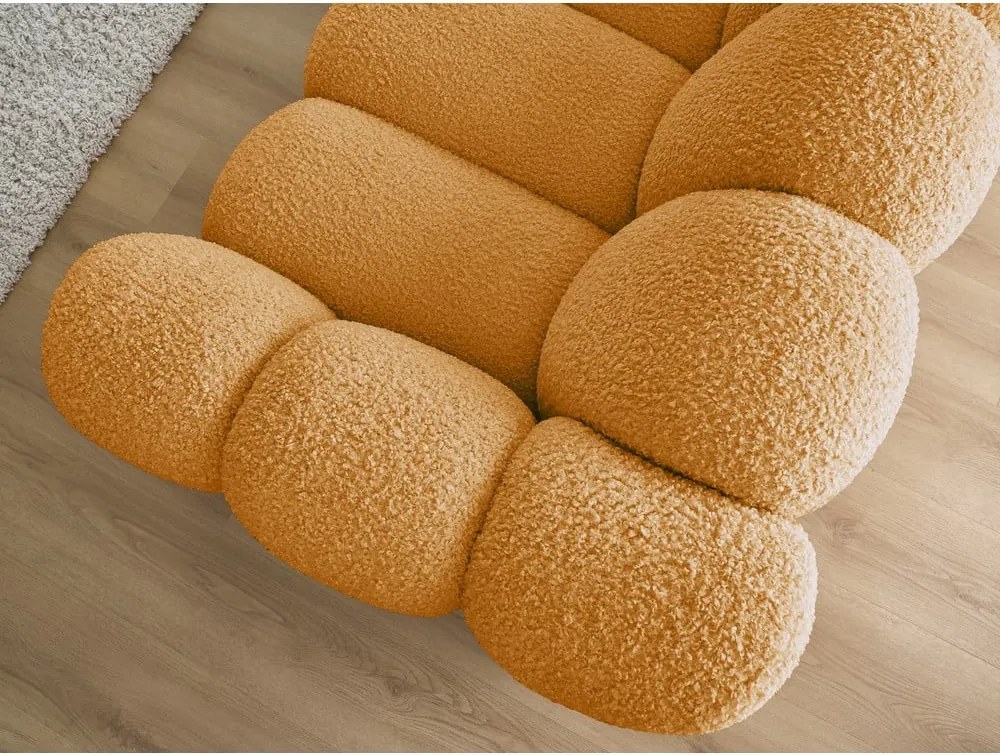 Divano color senape con rivestimento in bouclé 232 cm Hippolyte – Bobochic Paris