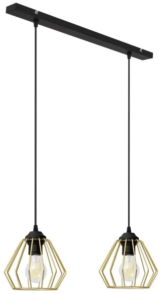 Lampadario a sospensione con filo AGAT 2xE27/15W/230V oro/nero