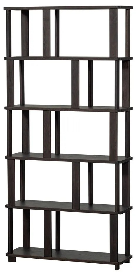 Libreria marrone scuro in rovere massiccio 90x186x30 cm Riss – WOOOD