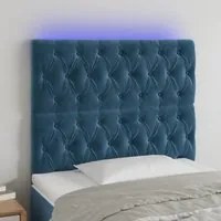 Testiera a LED Blu scuro 90x7x118/128 cm in Velluto 3122800