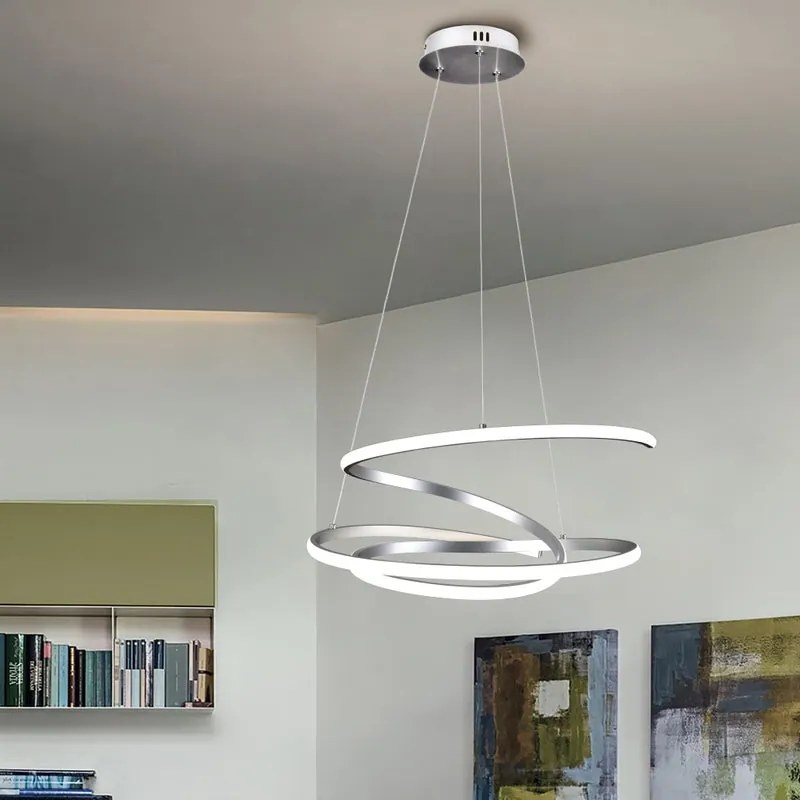 Lampadario LED moderno Kiley grigio Ø50cm, luce naturale 2900 lumen, NOVECENTO