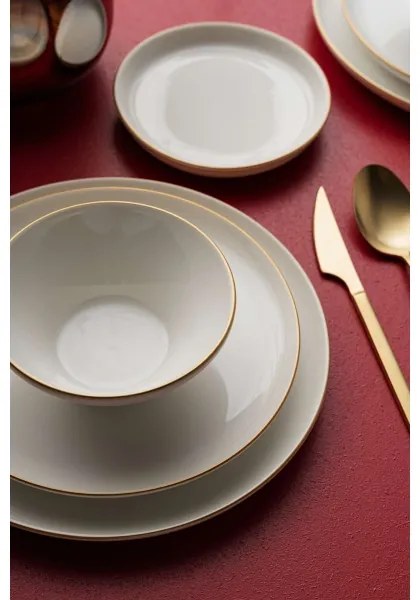 Set da tavola 16 pezzi beige/oro in porcellana