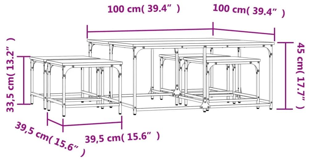 Tavolini Impilabili 5 pz Rovere Sonoma in Legno Multistrato