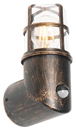 Lampada da parete per esterni oro antico IP54 con sensore di movimento - Kiki