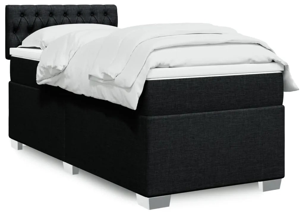 Giroletto A Molle Con Materasso Nero 90x200 Cm İn Tessuto /