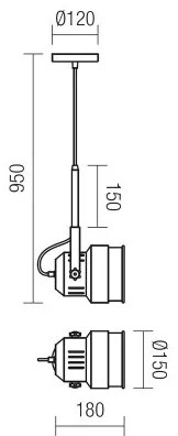 Redo 01-787 - Lampadario a sospensione con filo STUDIO 1xE27/42W/230V