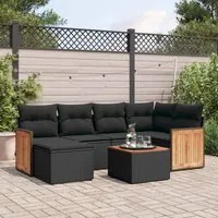 Set Divani da Giardino con Cuscini 7pz Nero Polyrattan 3260263