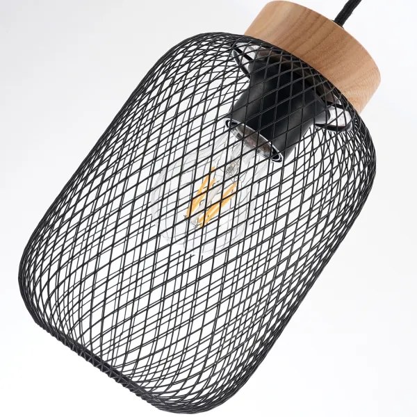 Brilagi - Lampada a sospensione con cavo BASKLITE 3xE27/15W/230V legno di Hevea/nero