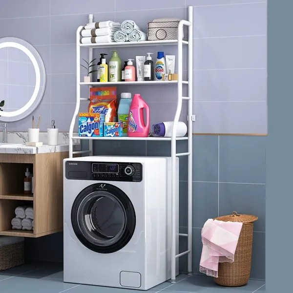 Trade Shop - Scaffale Salvaspazio Sopra Lavatrice Mensole Bagno 3 Piani Mobile Lavanderia 69078