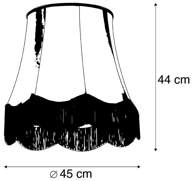 Paralume in seta nero con grigio 45 cm - Granny