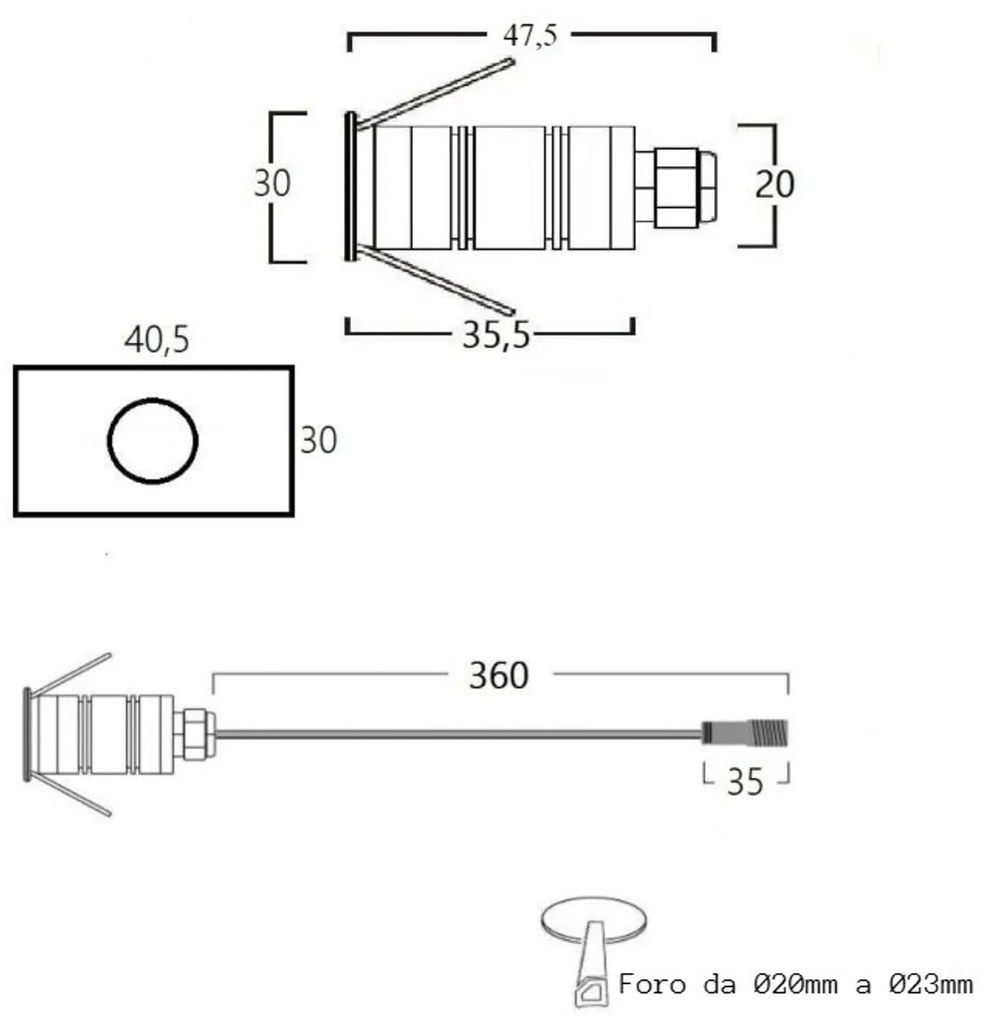 Faretto LED Rettangolare Mini 1W IP67 - PROFESSIONAL Colore Bianco Naturale 4.000K