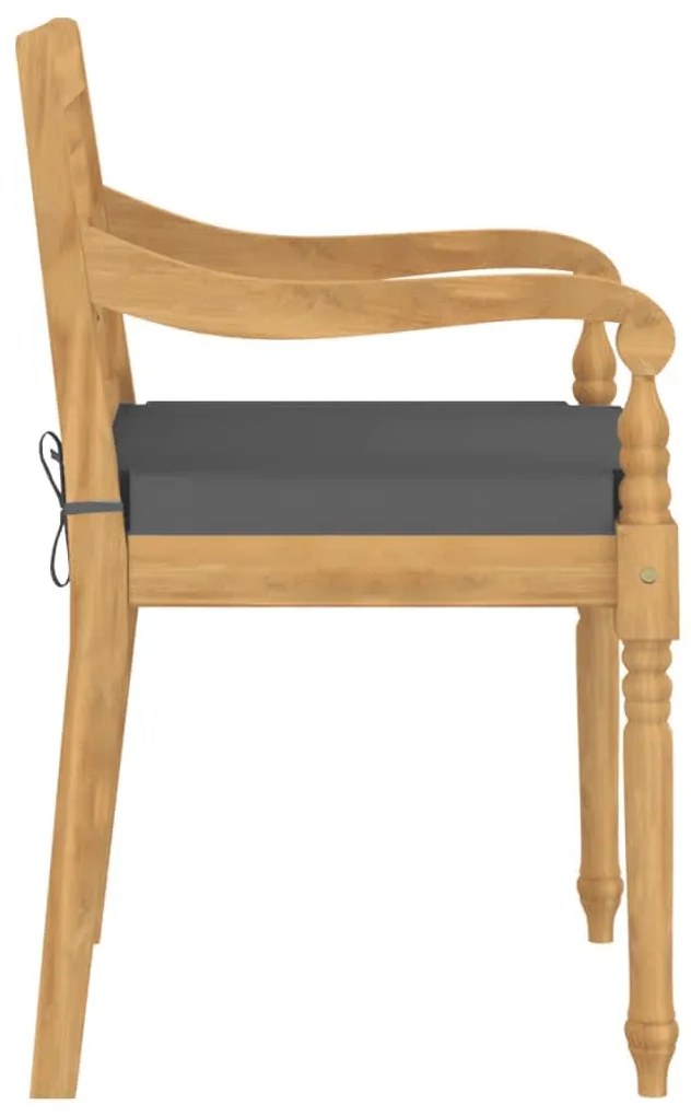 Sedie batavia con cuscini 6 pz in legno massello di teak