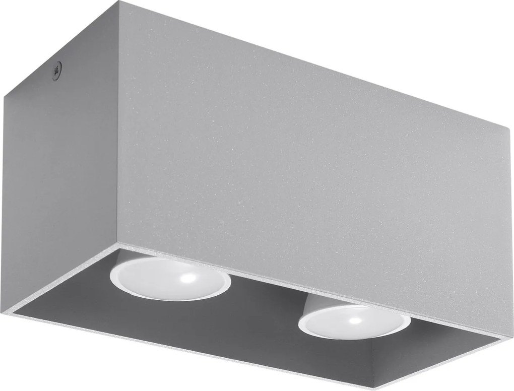 Applique Rettangolare da soffitto 2xGU10 QUAD in alluminio