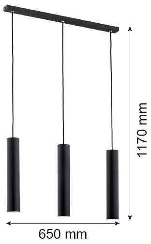 Argon 6112 - Lampadario su filo GOMERA 3xGU10/5W/230V nero