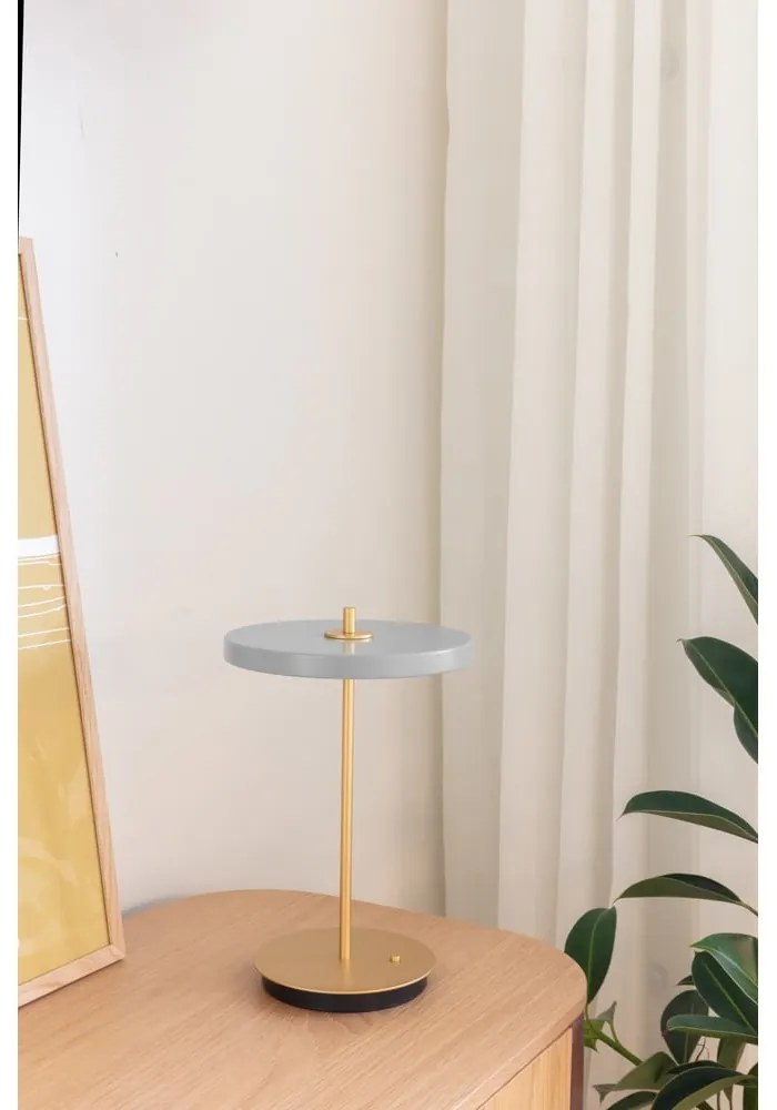 Lampada da tavolo dimmerabile a LED grigio chiaro con paralume in metallo (altezza 31 cm) Asteria Move - UMAGE