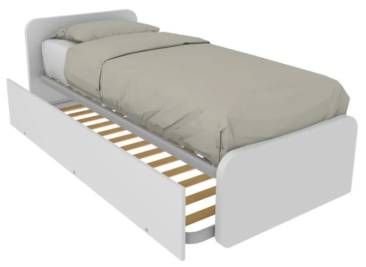 964R - Letto cameretta 80x190  singolo con secondo letto estraibile e testate personalizzabili