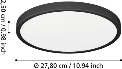 Eglo 901326-LED Plafoniera da bagno FUEVA LED/14,2W/230V Ø 27,8 cm IP44 nero