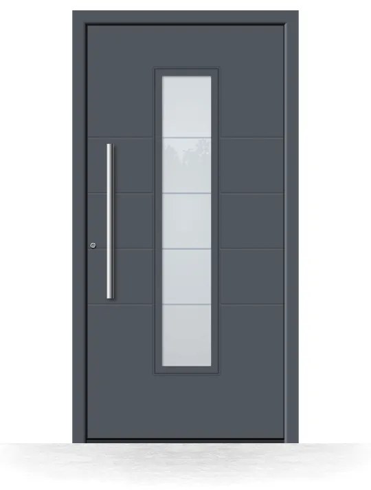 Portoncini in alluminio, grigio antracite RAL 7016, 750 x 1850 mm, isolamento termico, Schüco, modello Bergamo, configura individualmente