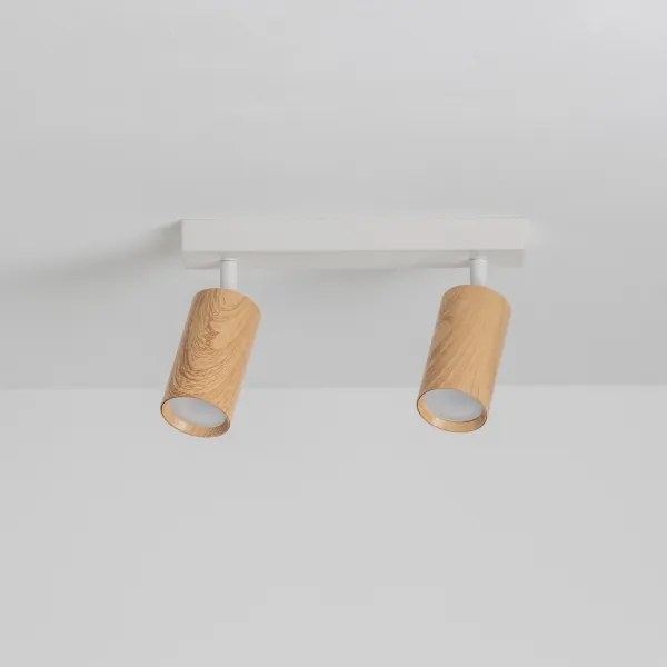 Brilagi - Faretto SELE 2xGU10/30W/230V bianco/decorazioni in rovere