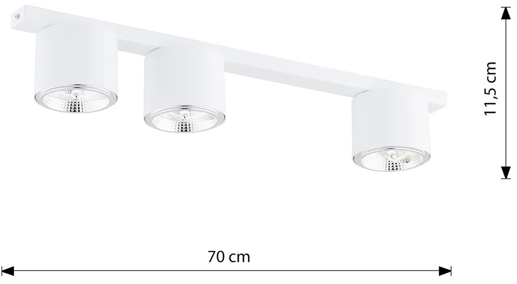 Plafoniera Moderna 3 Luci Faretti Ptah In Acciaio Bianco
