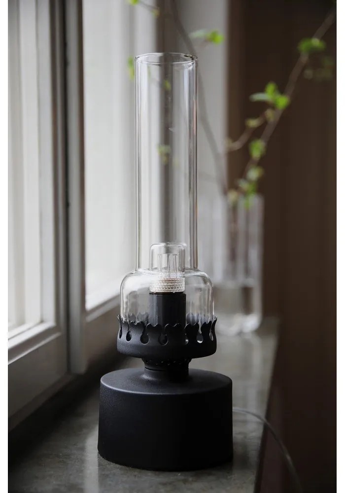 Lampada da tavolo nera con paralume in vetro (altezza totale 31 cm) Kandella – Markslöjd