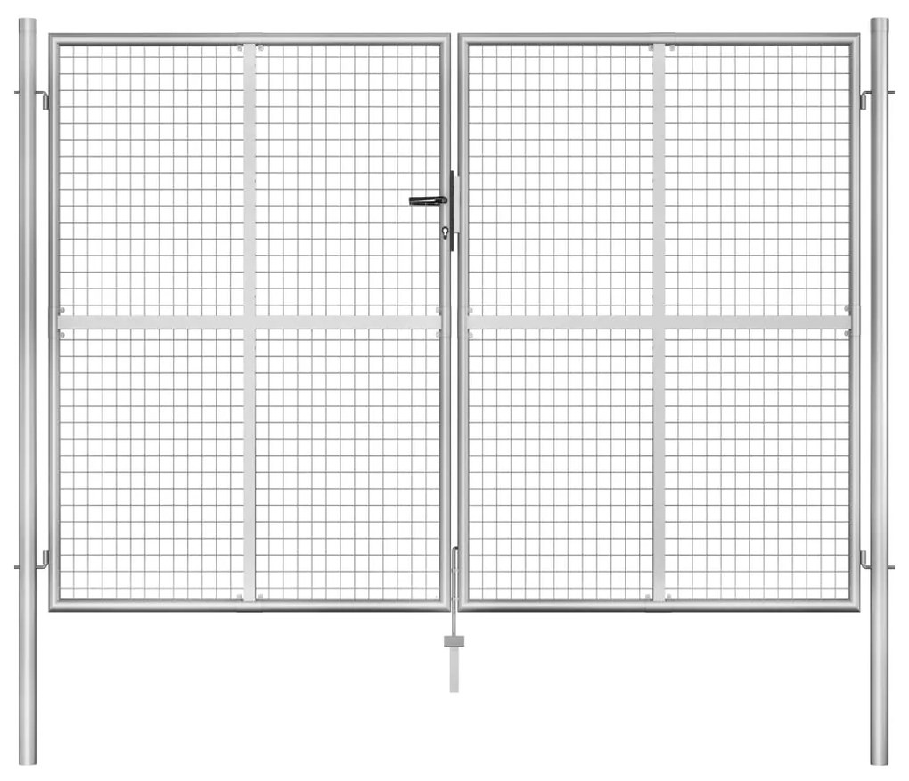Cancello Per Giardino İn Acciaio Zincato 306x225cm Argento /