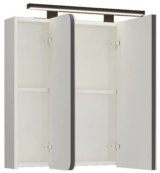 Kamalu - Specchio bagno contenitore 85 cm con faretto LED | LAC-ARES-85